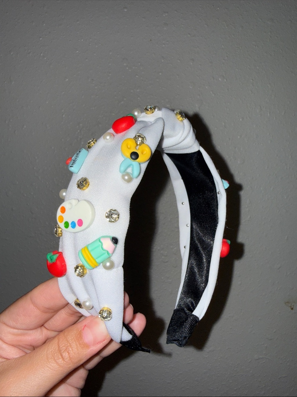 Teacher Embellished Headband Apple Pencil Rhinestone Coquette Cute